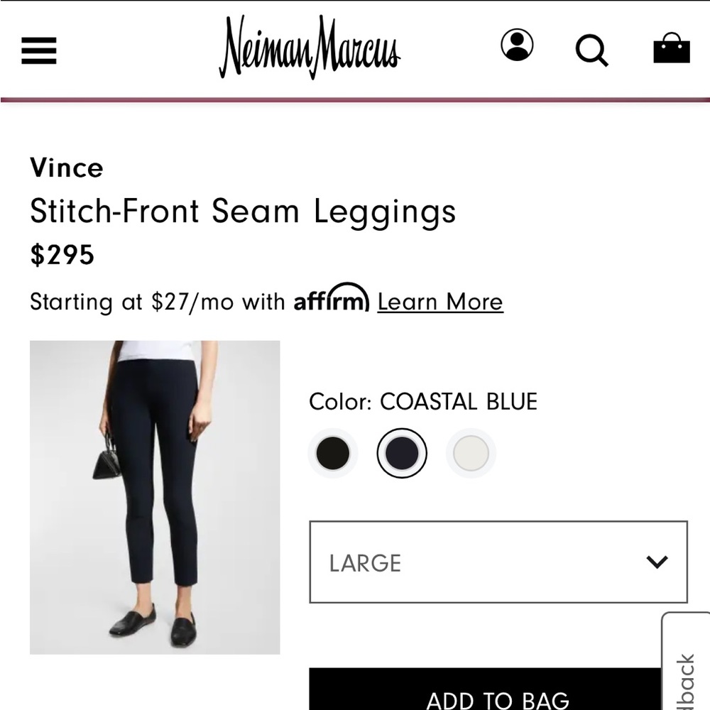 Vince Stitch Front Seamed Pants - Side Zip Navy